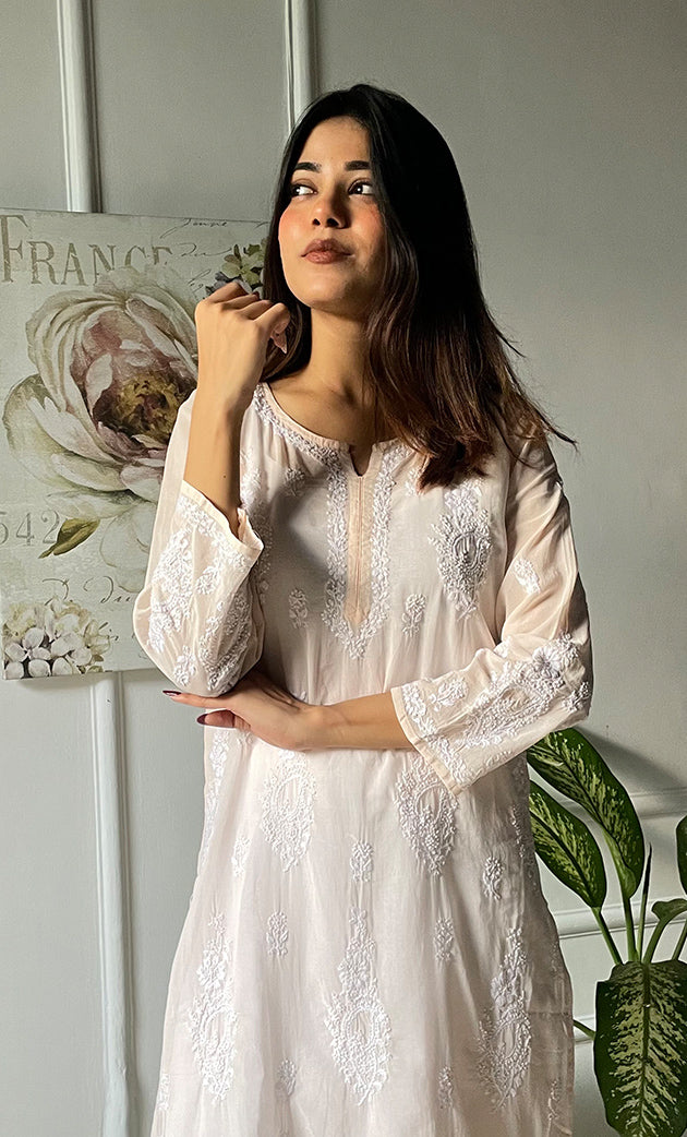 Women's Lucknowi Handcrafted Cotton Chikankari Kurti - HONC0303055