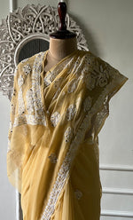 Load image into Gallery viewer, Women's Lucknowi Handcrafted Faux-Georgette Chikankari Saree - HONC0307144