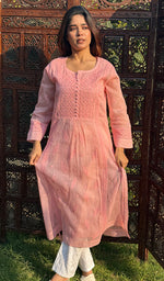 Load image into Gallery viewer, Areesha Women's Lakhnavi Handcrafted Kota Doria Chikankari Kurti - HONC0218341