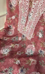 将图像加载到图库查看器中, Disha Women's Lakhnavi Handcrafted Organza Chikankari Unstitched Kurti Fabric - HONC0332149