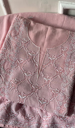 将图像加载到图库查看器中, Women's Lakhnavi Handcrafted Pure Silk Georgette Chikankari Suit Material - HONC0185396