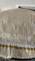 Load image into Gallery viewer, Women's Lakhnavi Handcrafted Tissue Chanderi Unstitched Chikankari Kurta And Dupatta Set - HONC0324413