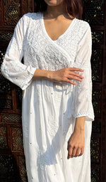 Load image into Gallery viewer, Women's Lucknowi Handcrafted Cotton Chikankari Angrakha - HONC0227178
