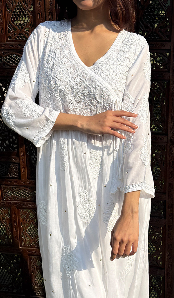 Women's Lucknowi Handcrafted Cotton Chikankari Angrakha - HONC0227178