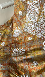 Load image into Gallery viewer, Women's Lakhnavi Handcrafted Cotton Chikankari Unstitched Kurti Fabric - HONC0284377