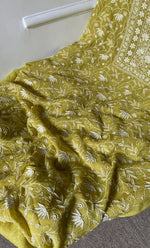 Load image into Gallery viewer, Women's Lakhnavi Handcrafted Mul Chanderi Unstitched Kurta And Dupatta Set- HONC0309531