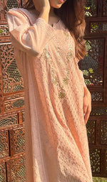 Load image into Gallery viewer, Fauzia Women's Lucknowi Handcrafted Mul Chanderi  Stitched Chikankari Kurta, Dupatta With Pant Set- HONC0241997