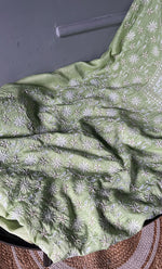 Load image into Gallery viewer, Women's Lakhnavi Handcrafted Munga Silk Chikankari Kurta And Dupatta Set- HONC0278122