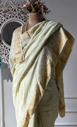将图像加载到图库查看器中, Women's Lakhnavi Handcrafted Chanderi Silk Chikankari Saree - HONC0312053