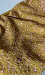 将图像加载到图库查看器中, Women's Lakhnavi Handcrafted Tissue Chanderi Unstitched Kurta And Dupatta Set - HONC0281013