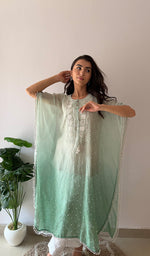 Load image into Gallery viewer, Pragya Women's Lucknowi Handcrafted Mul chanderi Chikankari Kaftan - HONC0487568