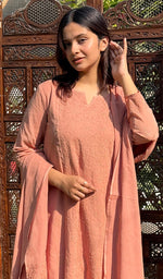 将图像加载到图库查看器中, Women's Lakhnavi Handcrafted Cotton Chikankari Kurta, Palazzo and Dupatta Set - HONC0136651