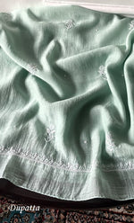 将图像加载到图库查看器中, Women's Lakhnavi Handcrafted Unstitched Mul Chanderi Kurta And Dupatta Set - HONC0329041