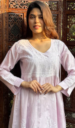 Load image into Gallery viewer, Women's Lakhnavi Handcrafted Chanderi Silk Chikankari Top - HONC0261126