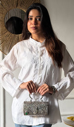 Load image into Gallery viewer, Bhumika Women's Lakhnavi Handcrafted Cotton Chikankari Top - HONC0346332