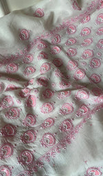 Load image into Gallery viewer, Eshal Women's Lakhnavi Handcrafted Mul Chanderi Unstitched Kurta And Dupatta Set - HONC0284789