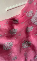 将图像加载到图库查看器中, Gulaab Women's Lakhnavi Handcrafted Pure Organza Chikankari Unstitched Kurta And Dupatta Set- HONC0311846