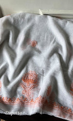 Load image into Gallery viewer, Women's Lucknowi Handcrafted Kota Cotton Chikankari Unstitched Kurta And Dupatta Set - HONC0305074