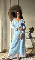 将图像加载到图库查看器中, Shejali Women's Lakhnavi Handcrafted Cotton Chikankari Kurti - HONC0346294