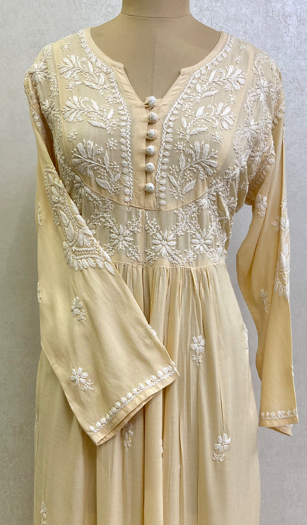 Women's Lucknowi Handcrafted Modal Cotton Chikankari Kurti - HONC09552