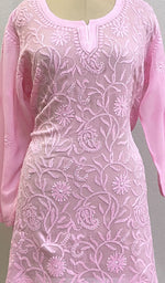 将图像加载到图库查看器中, Women's Lakhnavi Handcrafted Viscose Georgette Chikankari Kurti - HONC0161553