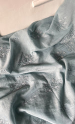 Load image into Gallery viewer, Women's Lakhnavi Handcrafted Mul Chanderi Unstitched Chikankari Full Suit Material - HONC0314656