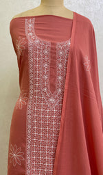 Load image into Gallery viewer, Women's Lakhnavi Handcrafted Cotton Chikankari Kurta And Dupatta Set- HONC0154884