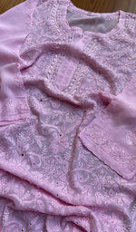 将图像加载到图库查看器中, Women's Lakhnavi Handcrafted Viscose Georgette Chikankari Kurti - HONC0204840