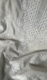 Load image into Gallery viewer, Women's Lakhnavi Handcrafted Chanderi Silk Chikankari Unstitched Kurti Fabric - HONC0191284