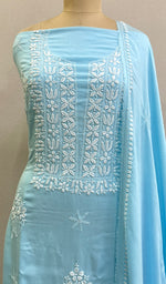Load image into Gallery viewer, Women's Lakhnavi Handcrafted Modal Cotton Chikankari Kurta Dupatta- HONC0159565