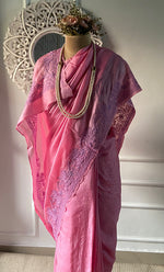 将图像加载到图库查看器中, Women's Lakhnavi Handcrafted Tussar Silk Chikankari Saree - HONC0284160