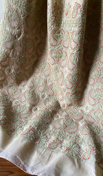 Load image into Gallery viewer, Falisha Women's Lakhnavi Handcrafted Cotton Chikankari Saree - HONC0255943