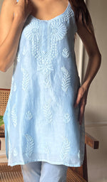 Load image into Gallery viewer, Women's Lakhnavi Handcrafted Chanderi Silk Chikankari Top - HONC0290683