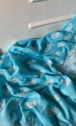 Load image into Gallery viewer, Women's Lucknowi Handcrafted Kota Cotton Chikankari Unstitched Kurta And Dupatta Set - HONC0306633