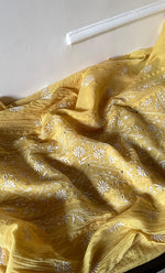 Load image into Gallery viewer, Women's Lakhnavi Handcrafted Mul Chanderi Semi - stitched Kurta And Dupatta Set- HONC0282405