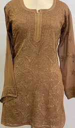 Load image into Gallery viewer, Women's Lucknowi Handcrafted Viscose Georgette Chikankari Top - HONC0101221