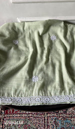 将图像加载到图库查看器中, Women's Lucknowi Handcrafted Kota Cotton Chikankari Unstitched Angrakha And Dupatta Set - HONC0340098