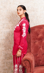 Load image into Gallery viewer, khayal Women's Lakhnavi Handcrafted Cotton Chikankari Kurti And Plazzo Set - HONC0323907