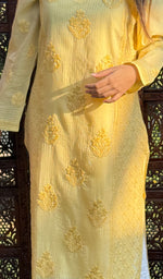 Load image into Gallery viewer, Masooma Women's Lucknowi Handcrafted Chanderi Silk Chikankari Kurti - HONC0257296