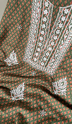 Load image into Gallery viewer, Women's Lucknowi Handcrafted Cotton Chikankari Unstitched Kurti Fabric - HONC086727