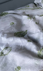 Load image into Gallery viewer, Women's Lakhnavi Handcrafted Mul Chanderi Semi - Stitched Angrakha And Dupatta Set - HONC0303211