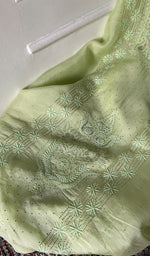 Load image into Gallery viewer, Women's Lakhnavi Handcrafted Pure Organza Chikankari Unstitched Kurta And Dupatta Set- HONC0449442