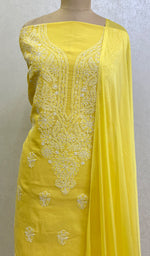 将图像加载到图库查看器中, Women's Lakhnavi Handcrafted Cotton Chikankari Suit Materia- HONC0157389