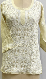 Load image into Gallery viewer, Women's Lucknowi Handcrafted White Cotton Chikankari Top - HONC0165253