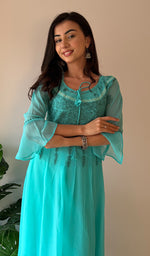 Load image into Gallery viewer, Aadab Women's Lucknowi Handcrafted Faux-Georgette Chikankari Anarkali Dress - HONC038933