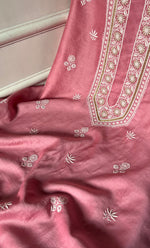 将图像加载到图库查看器中, Lucknowi Handcrafted Chanderi Silk Chikankari Unstitched Unisex Kurta Fabric - HONC0322109
