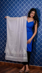 Load image into Gallery viewer, Women's Lucknowi Handcrafted Cotton Chikankari Dupatta - HONC0210057