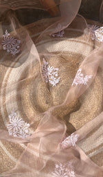 将图像加载到图库查看器中, Women's Lucknowi Handcrafted Pure Organza Silk Chikankari SAREE - HONC0251005