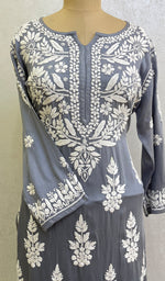 Load image into Gallery viewer, Women's Lakhnavi Handcrafted Modal Cotton Chikankari Kurta And Palazzo Set - HONC014311