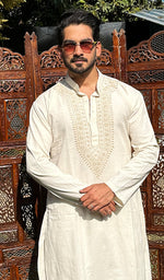 Load image into Gallery viewer, Men's Lucknowi Handcrafted Cotton Chikankari Kurta - HONC0342339